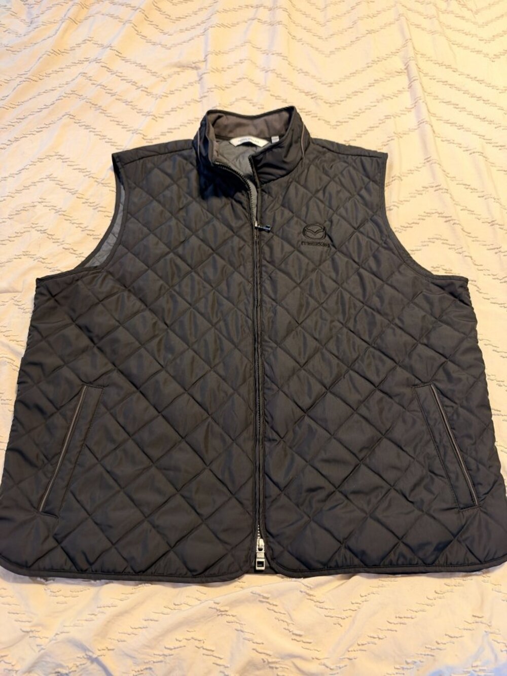 Peter Millar Essex Quilted Vest Men's XXL Black Full Zip Mazda Logo Golf